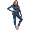 Hedmy Women Sexy Metallic Fish Scales Mermaid Long Sleeve Jumpsuit Catsuit Zipper Hooded Bodysuit Blue Large view 2