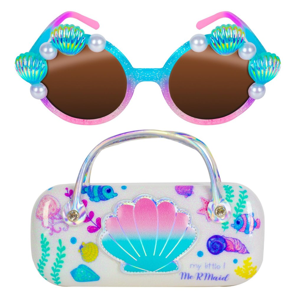 PinkSheep Sunglasses for Girls, Baby Kids Polarized Sunglass with Case, Shell Glasses UV400 Protection Plastic Frame