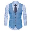 Maiyifu-GJ Mens Formal Suit Vest Business Dress Vest for Suit or Tuxedo (Checked Blue,Medium) view 1