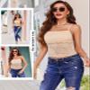 Avidlove Womens Camisole Lace Spaghetti Strap Tank Top Tube Slim Basic Cami Tops Beige view 4