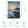 DJUETRUI Drawstring Bags Drawstring Backpack The Seaside Lighthouse Sports Gym Bag for Women Men Sports Sackpack view 2