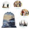 DJUETRUI Drawstring Bags Drawstring Backpack The Seaside Lighthouse Sports Gym Bag for Women Men Sports Sackpack view 3