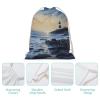 DJUETRUI Drawstring Bags Drawstring Backpack The Seaside Lighthouse Sports Gym Bag for Women Men Sports Sackpack view 4