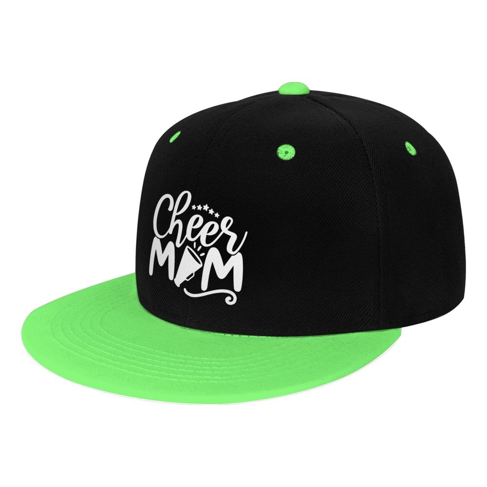 Cheer Mom Snap Back Hat Boys Girls Fashion Hip Hop Adjustable Flat Bill Hat Green