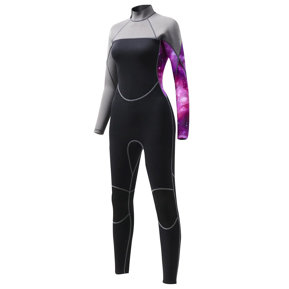 3mm Full Body Wetsuit for Women - Neoprene Wet Suits Back Zip Diving Suit Long Sleeve Dive Skin in Cold Water for Scuba Surfing Snorkeling Swimming