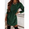 Womens Long Sleeve Casual Dress Crewneck Loose Solid Color Flowy Shift Ruched Mini Tunic Dresses Plain T-Shirt Dress (XX-Large,Dark Green) view 2