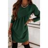 Womens Long Sleeve Casual Dress Crewneck Loose Solid Color Flowy Shift Ruched Mini Tunic Dresses Plain T-Shirt Dress (XX-Large,Dark Green) view 4