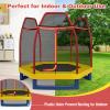 GYMAX Trampoline for Kids, 7FT Toddler Trampoline with Safety Enclosure Net & Seamless Spring Pad, Heavy Duty Small Indoor/Outdoor Rebounder for Boys, Girls Age 3+ view 2