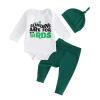 3Pcs Infant Baby Boy Football Outfit Sundays are for the Birds Eagles Romper Bodysuit Pants + Hat Newborn Clothes (Green, 12-18 Months) view 1