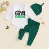 3Pcs Infant Baby Boy Football Outfit Sundays are for the Birds Eagles Romper Bodysuit Pants + Hat Newborn Clothes (Green, 12-18 Months) view 2