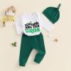 3Pcs Infant Baby Boy Football Outfit Sundays are for the Birds Eagles Romper Bodysuit Pants + Hat Newborn Clothes (Green, 12-18 Months) view 3