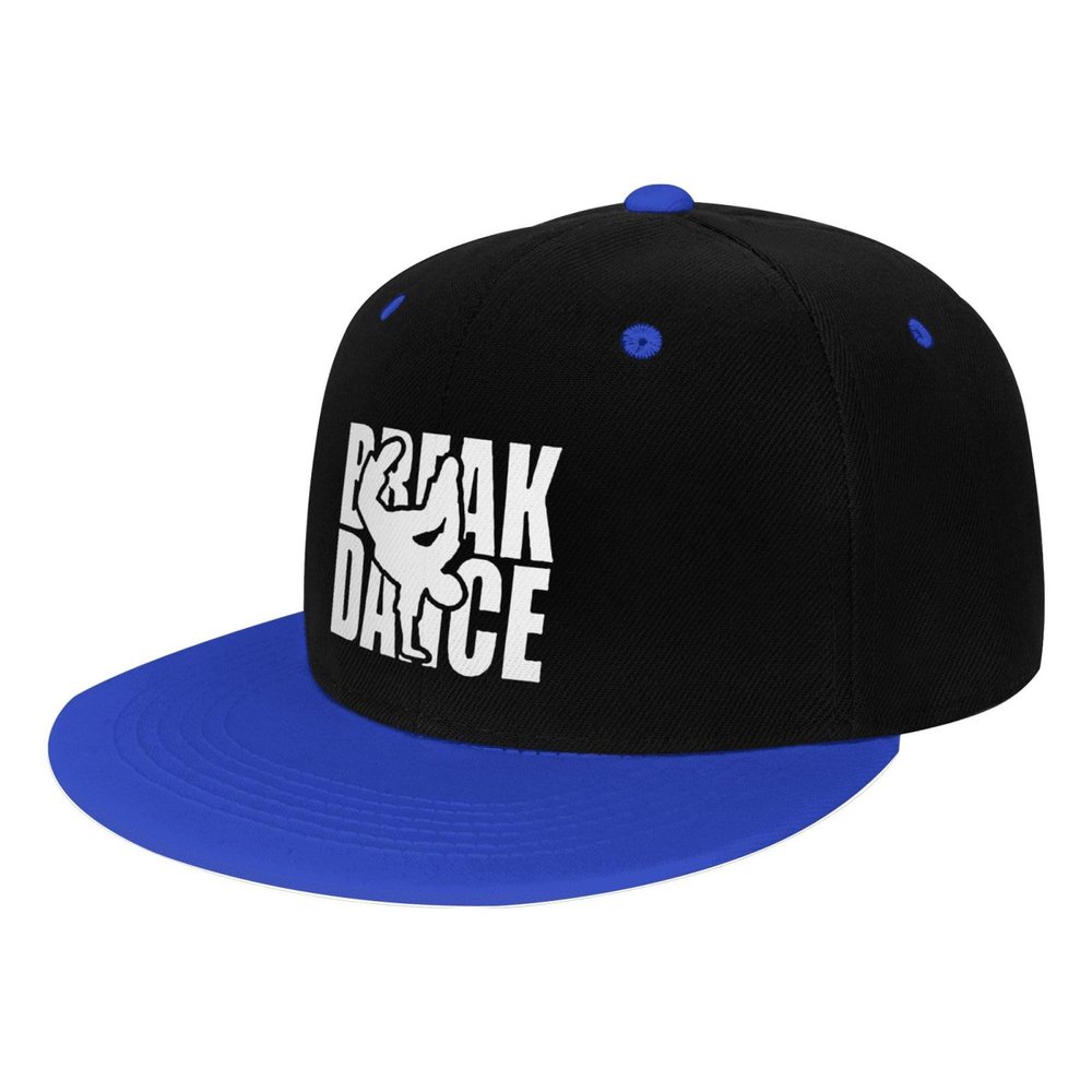 Break Dance Snapback Hat Boys Girls Fashion Hip Hop Adjustable Flat Bill Hat Blue