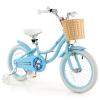 COSTWAY Kids Bike, 16 Inch Toddlers Bike with Training Wheels, Adjustable Seat & Handlebar, Hand & Coaster Brakes, Basket, Bell, Kids Bicycle for Girls Boys Aged 3-8 Years Old, Blue view 1