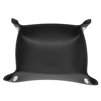 F&Y Leather Tray Fashionable Design Artificial Leather Enduring Wide Application Mens Valet Tray for Jewelry Watch Key Phone (Black)