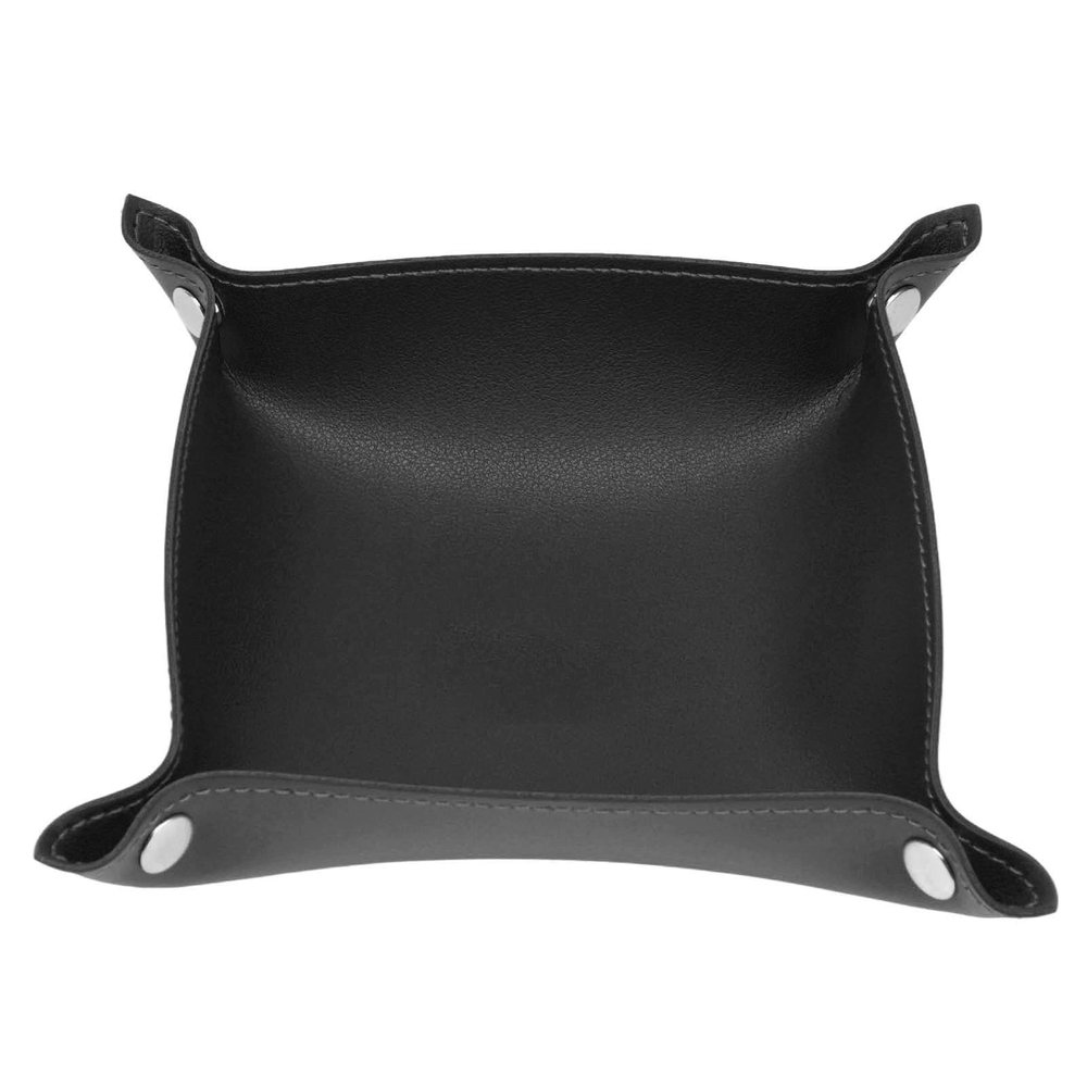 F&Y Leather Tray Fashionable Design Artificial Leather Enduring Wide Application Mens Valet Tray for Jewelry Watch Key Phone (Black)