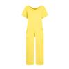 NineFit Basics Summer Jumpsuits for Women 2024 V Neck Pull On Rompers Baggy Solid Color One Piece Onesie Wide Leg Overall Cap Sleeve Casual Rompers Harem Pants with Pockets(01-Yellow,Large) view 3