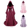 Women's Gothic Dress with Hood Medieval Corset Renaissance Dress Victorian Halloween Costume Cosplay Party Gown Dresses Red view 3