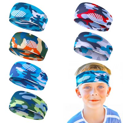 6Pcs Kids Sweatbands Boys Headbands for Sports Breathable Elastic Kids Sweatbands Non Slip Soccer Headbands for Boys Youth Baseball Basketball Running Exercise Sweat Absorbing Hairband