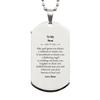 Engraved Silver Dog Tag Son May god grant you always a sunbeam to warm you, A moonbeam to charm you Inspirational Gift for Him Birthday Graduation Keepsake with Love From Mom and Dad view 1