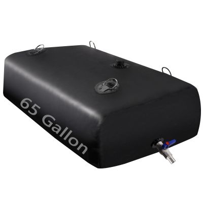 LOFTANK 65 Gallon Portable Water Storage Tank, Large Bladder Container With 3/4" PVC Spigot Overflow Kit for Camping, Garden, Emergency - Black