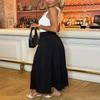 BIWTUP Womens Flared Sheering Maxi Skirt Ladies A Line Pleated Elasticated Waist Long Skirt with Pocket Black view 3