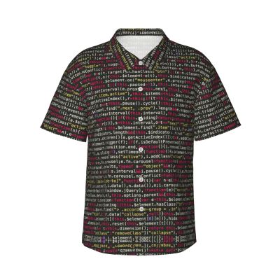 JIPOFD Programmer Programming Code Men's Hawaiian Shirt Short Sleeves Button Down Summer Beach Casual Shirts Black, 3X-Large