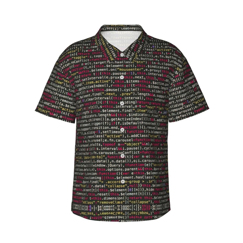 JIPOFD Programmer Programming Code Men's Hawaiian Shirt Short Sleeves Button Down Summer Beach Casual Shirts Black, 3X-Large