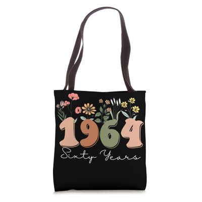 60 Years Old Vintage 1964 60th Birthday Tee Wildflower Women Tote Bag