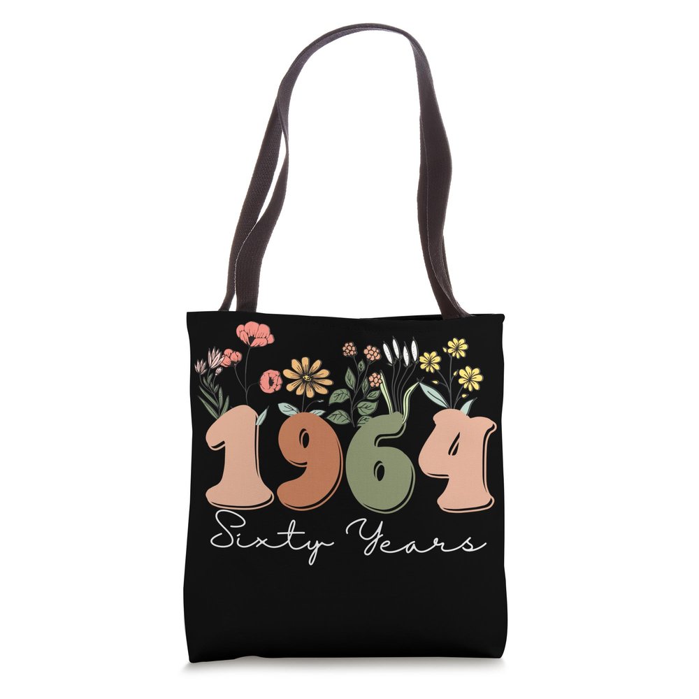 60 Years Old Vintage 1964 60th Birthday Tee Wildflower Women Tote Bag