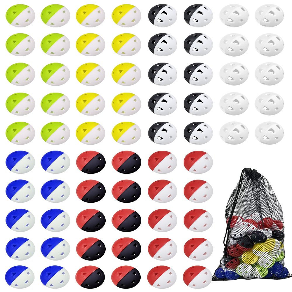 70 Pack Practice Golf Balls, 42mm Rubber Golf Training Ball, Hollow Airflow Limited Flight, Mini Soft Plastic Balls for Home Putting or Backyard Swing, Driving Range Indoor or Outdoor, Women & Men