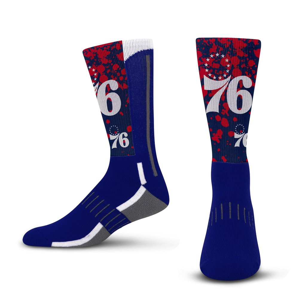 For Bare Feet NBA PHILADELPHIA 76ERS Splatter Logo Crew Sock Youth