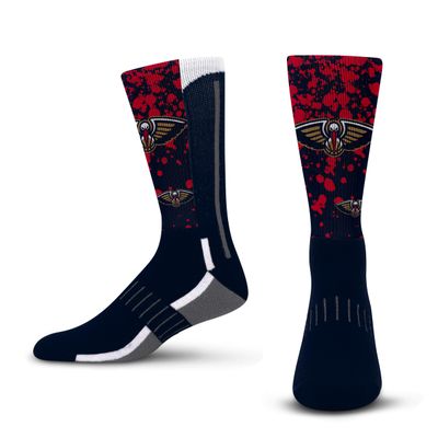For Bare Feet NBA NEW ORLEANS PELICANS Splatter Logo Crew Sock Size Large