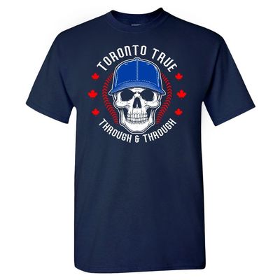 Toronto True Through & Through Men's Skull T-Shirt for Toronto Fans (Navy Shirt,3XL)