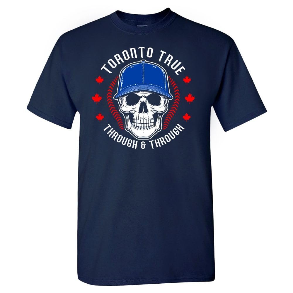 Toronto True Through & Through Men's Skull T-Shirt for Toronto Fans (Navy Shirt,3XL)