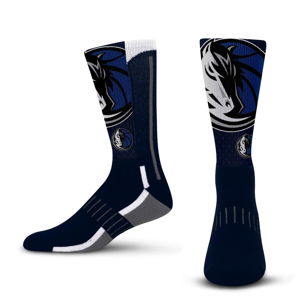 For Bare Feet NBA DALLAS MAVERICKS Logo Zoom Mesh Primary Crew Sock Size Large