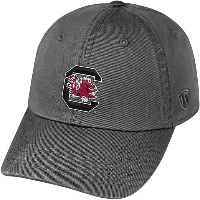 Pro Sport Collegiate Hats - Fitted Caps Adjustable Hats and Snapbacks Available (Adjustable Hat, South Carolina Logo Charcoal)