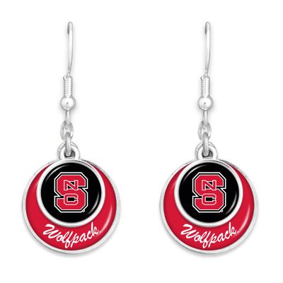 From the Heart North Carolina State Wolfpack Stacked Disk Earrings Jewelry Gift Licensed NC State NCSU, Silver