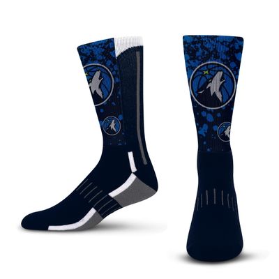 For Bare Feet NBA MINNESOTA TIMBERWOLVES Splatter Logo Crew Sock Size Large