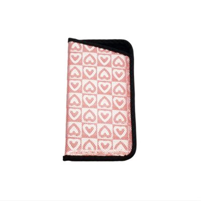 Calabria Luv Ya' Shiny Pink Heart Pattern Soft Slip-in Eyeglass Case Slim Eyewear Pouch Sunglasses Holder Protective Glasses