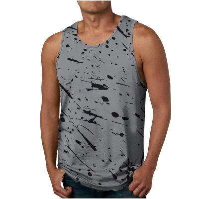 Tank Tops Men Sleeveless Big and Tall Crewneck Tank Tops Summer Trendy Vacation Beach Tank Shirts Loose Casual Shirt Gray