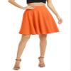 EXCHIC Women's Casual Stretchy Flared Mini Skater Skirt Basic A-Line Pleated Midi Skirt (L, Orange) view 2