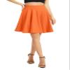 EXCHIC Women's Casual Stretchy Flared Mini Skater Skirt Basic A-Line Pleated Midi Skirt (L, Orange) view 4