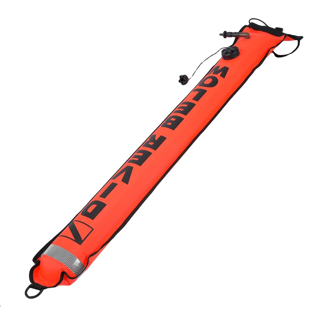 Alomejor High Visibility Inflatable Diving SMB Marker Buoy Accessory with Reflective Strip for Quick Storage (Red)