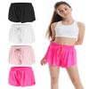 Celfaeree 3-4 Packs Girls Flowy Butterfly Shorts Athletic 2 in 1 Running Active Skirt Shorts, Workout Short for Kids Teens Bl/White/Pink/Hot Pink S view 1