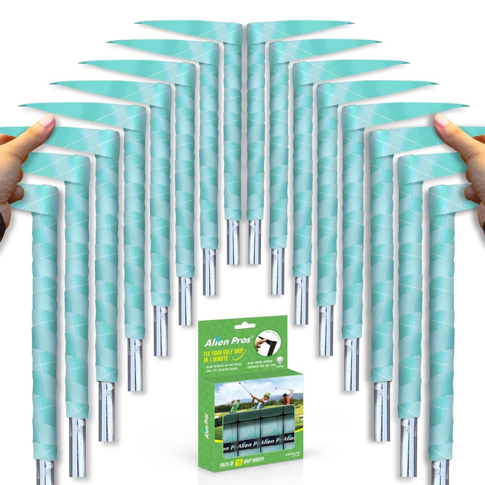 Alien Pros Golf Club Grip Wrapping Tapes - Green Diamond, 1 Inch, Textured Rubber, 43 Inches Long, 16-Pack
