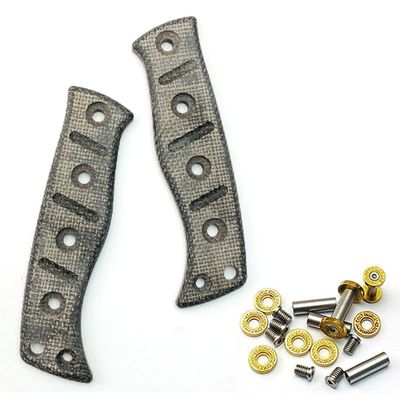 Echeson 1Pair Scale Handle with 5 Sets Screws Fit for 375 Fixed Adamas, Micarta Knife Handle Patch DIY Replacement Accessory(Black)