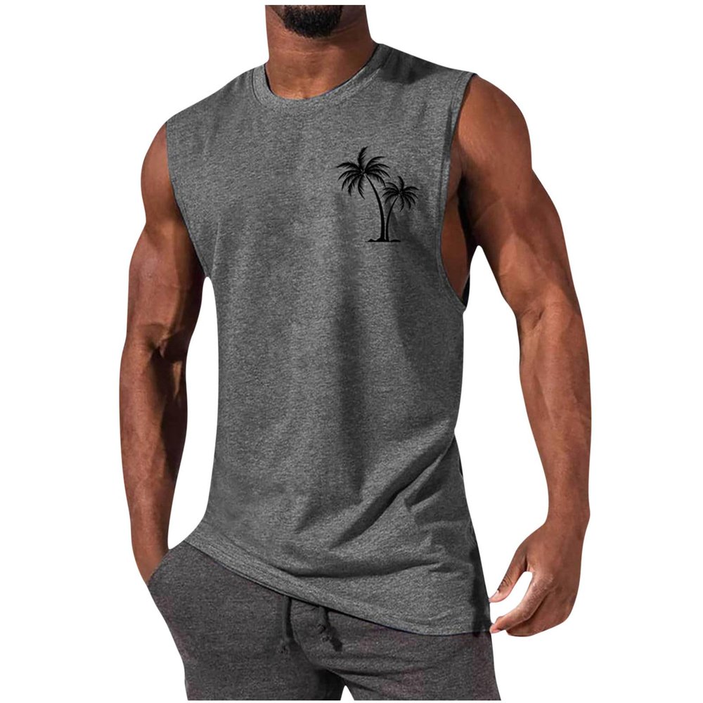 Men's Muscle Tank Tops Summer Swim Beach Casual Sleeveless T-Shirts Gym Bodybuilding Workout Training Athletic Vests