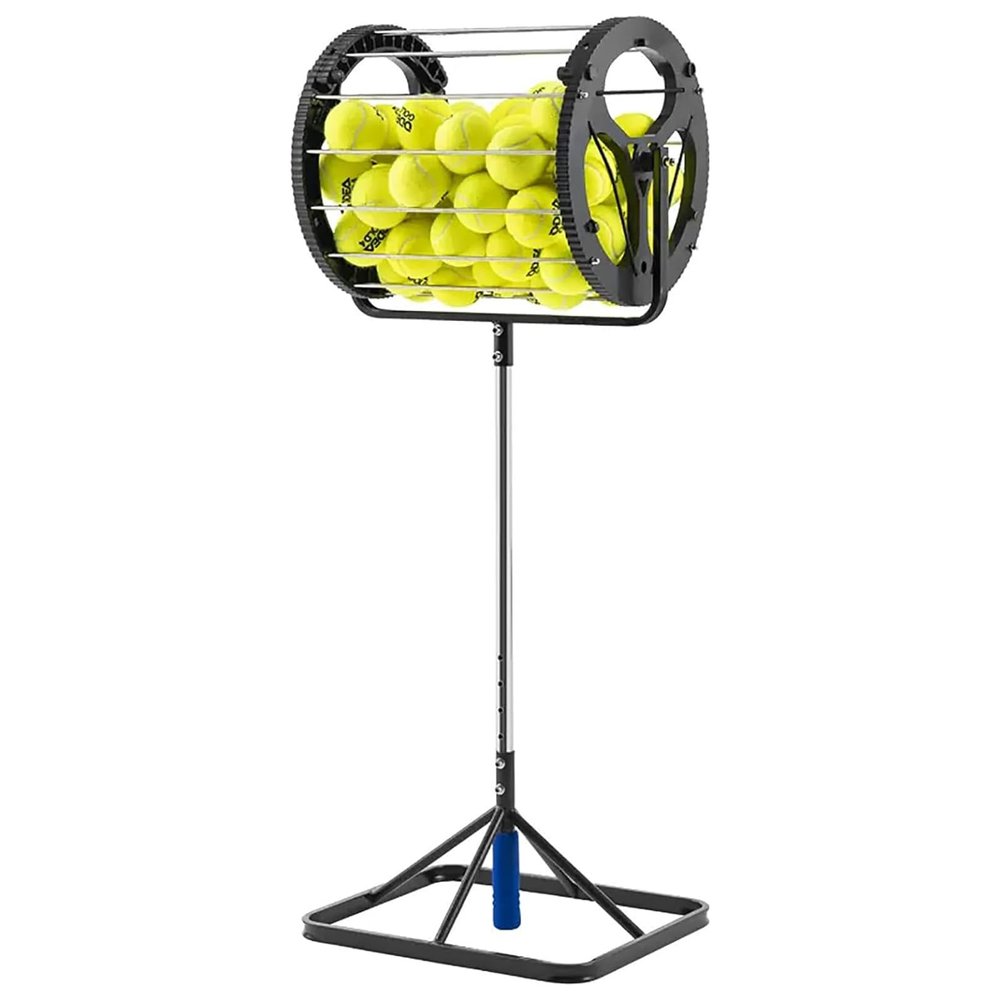 Tennis Ball Collector, 2 in 1 Tennis Balls Pickup Rollers Tool, Telescopic Tennis Ball Roller Hopper Pickup, 80 Balls Capacity, for Schools Coaches Clubs Picking and Storage Balls
