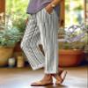 Akivide Women's Floral Cropped Linen Pants Summer Elastic Waist Straight Leg Casual Beach Trousers with Pockets view 2