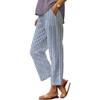 Akivide Women's Floral Cropped Linen Pants Summer Elastic Waist Straight Leg Casual Beach Trousers with Pockets view 1